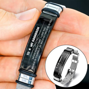 To My Grandson - Believe In Yourself - Stainless Steel Bracelet