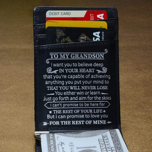 To My Grandson - Never Lose - Money Clip Wallet