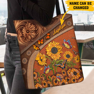 Personalized Sunflower All Over Tote Bag