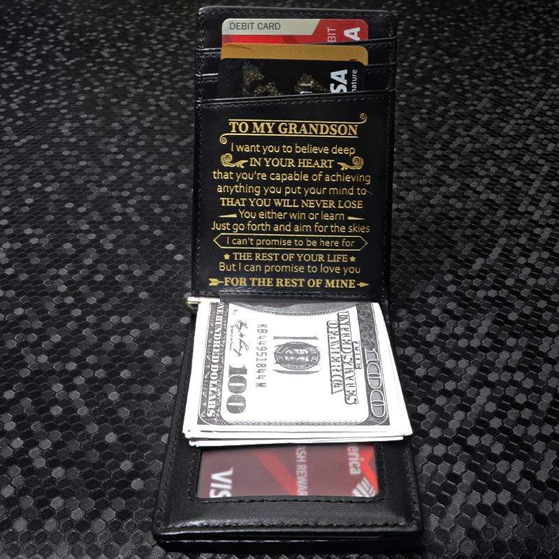 To My Grandson - Never Lose - Money Clip Wallet