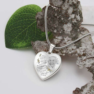 Personalized Photo Heart Pendant Necklace - Memorial Mom/Dad Custom Photo Necklace - The Day I Lost You ... I Miss You So Much