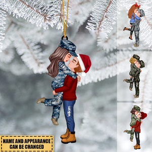 Personalized Military Couple Hugging Hanging Ornament-Merry Christmas&Happy New Year