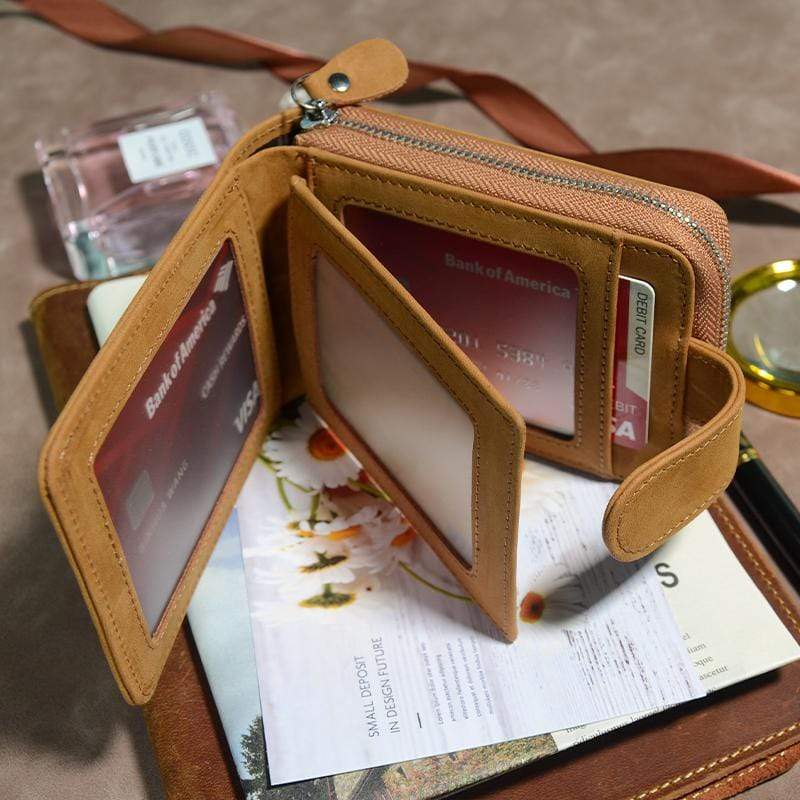 To My Grandson - Genuine Premium Leather Zipper Card Wallet