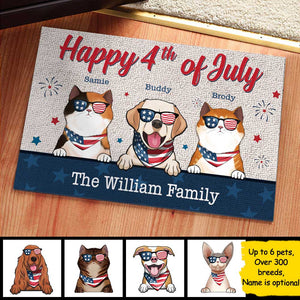 Happy Independence Day - 4th Of July Funny Personalized Pet Decorative Mat (Cat & Dog)