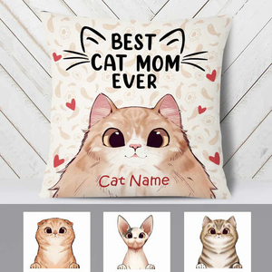 Personalized Best Cat Mom Ever Pillow