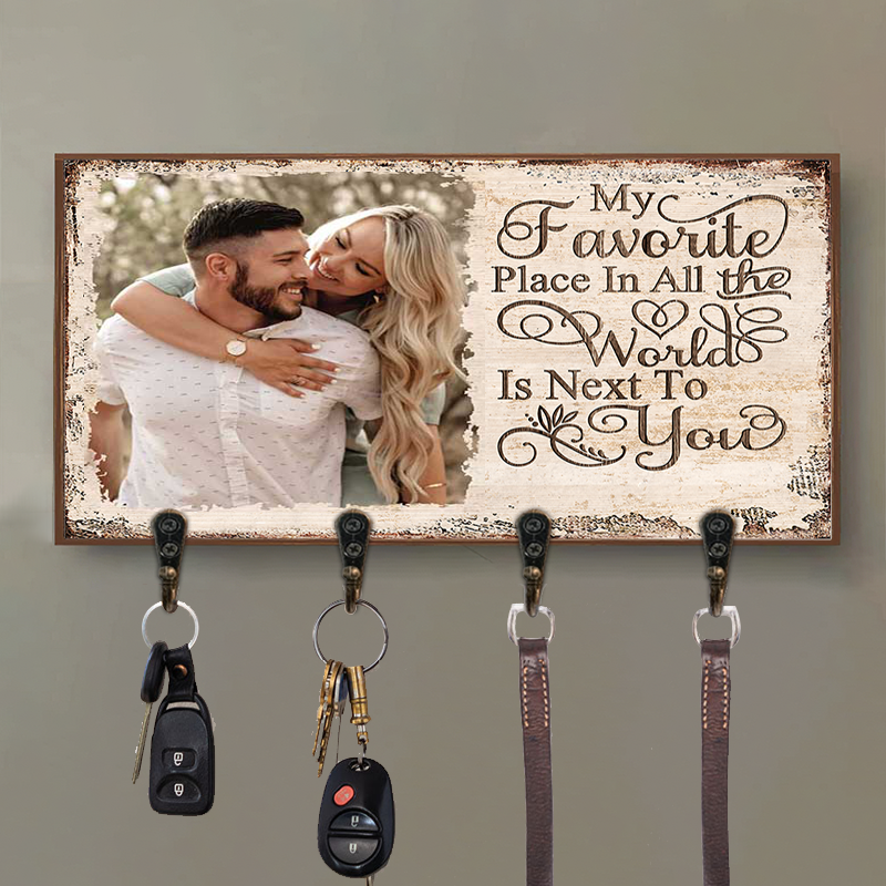 Next to You is My Favorite Place - Anniversary Gifts, Gift For Couples - Personalized Key Hanger