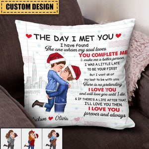 Merry Christmas Couple Kissing - I Love You Forever And Always - Personalized Pillow