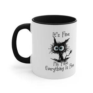 It's Fine I'm Fine Everything is Fine Coffee Mug, Funny, Humor, Cartoon, Gift for Her Him, Present, Birthday, Holiday
