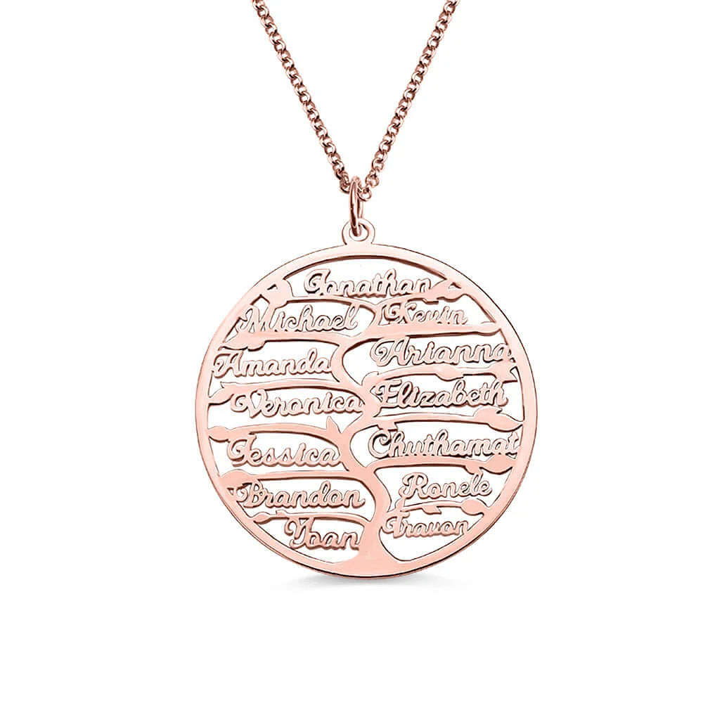 Personalized Family Tree Necklace with 1-13 Name Tree of Life jewelry Christmas Gift for Mom Grandma