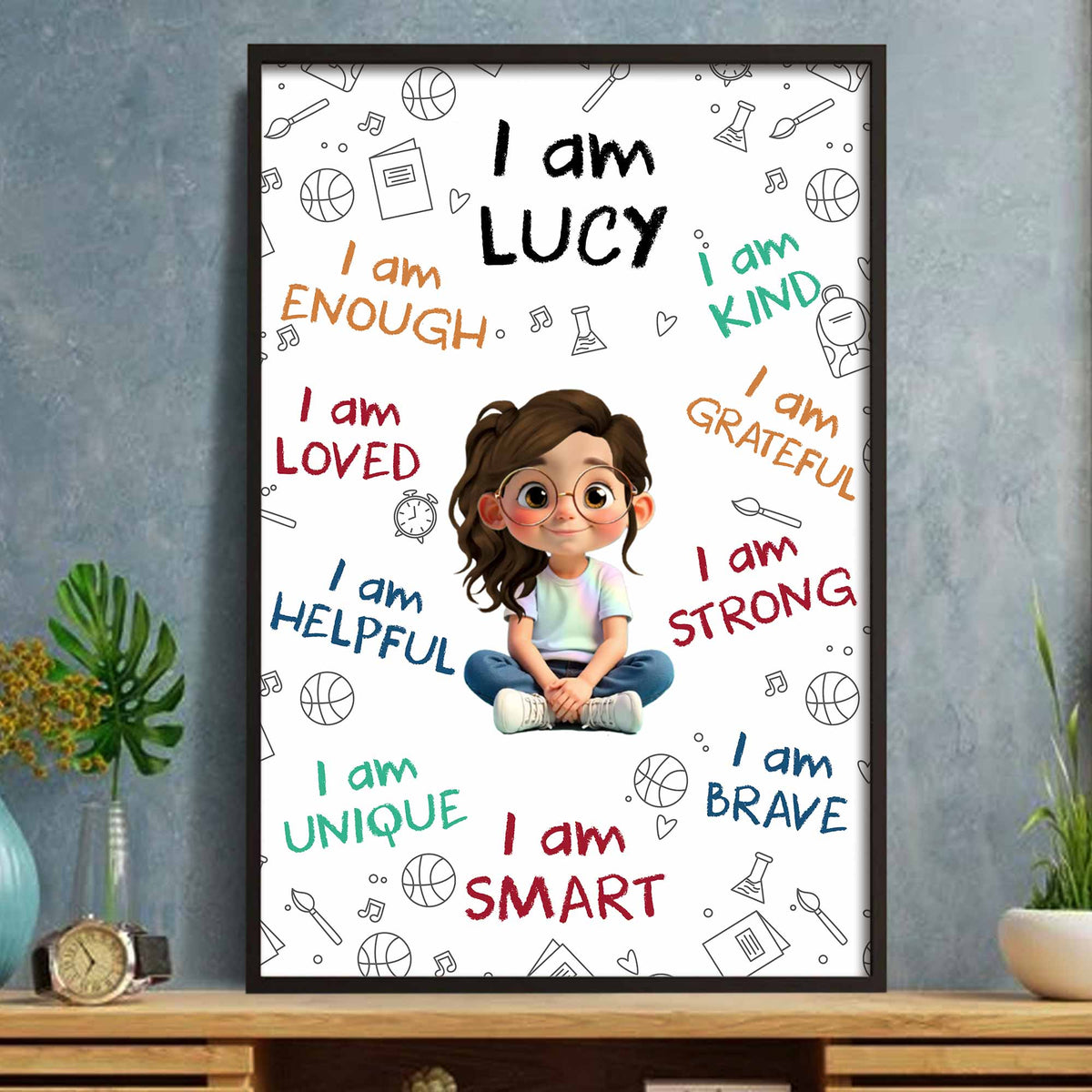 I Am Enough, Loved, Helpful, Unique, Smart,Vertical Poster,Gift For Kids