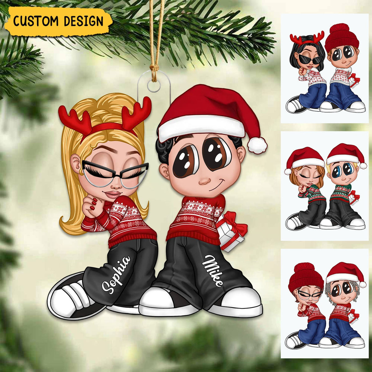 New Release - Y2K Couple Personalized Acrylic Christmas Ornament, Christmas Gift for Him for Her
