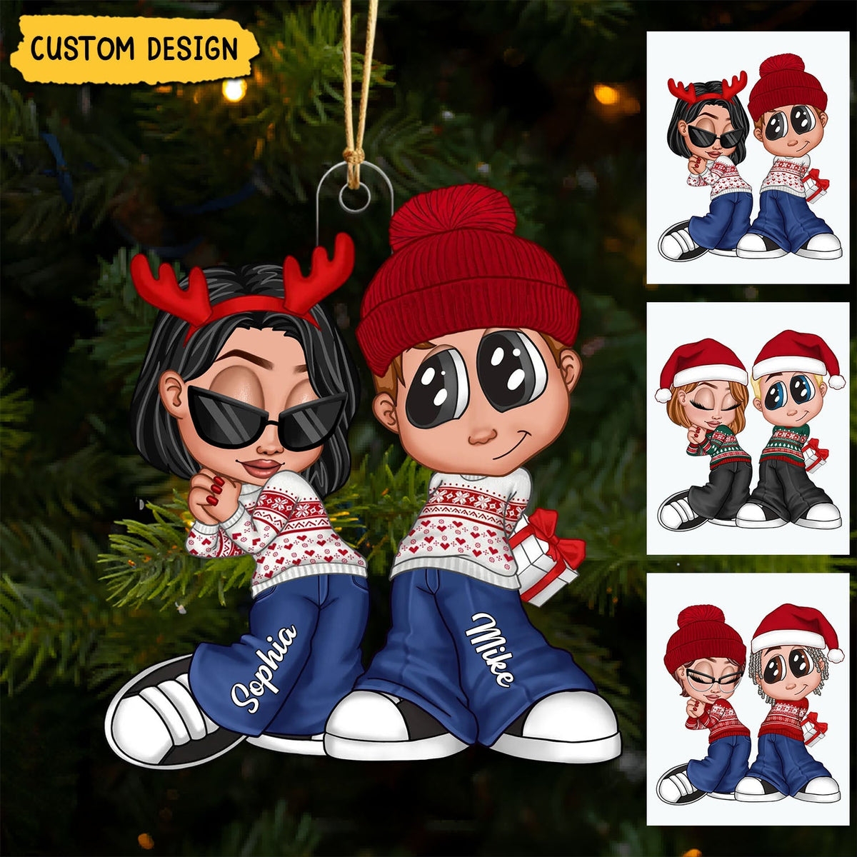 New Release - Y2K Couple Personalized Acrylic Christmas Ornament, Christmas Gift for Him for Her