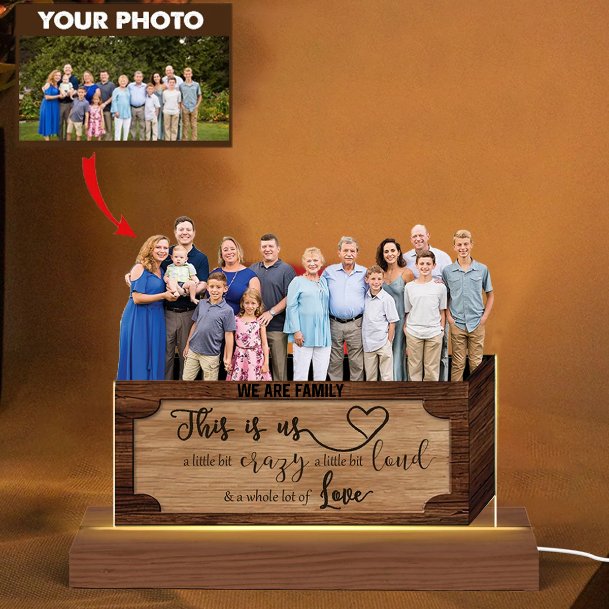 Custom Family Plaque LED Lamp Night Light - Personalized Acrylic LED Plaque