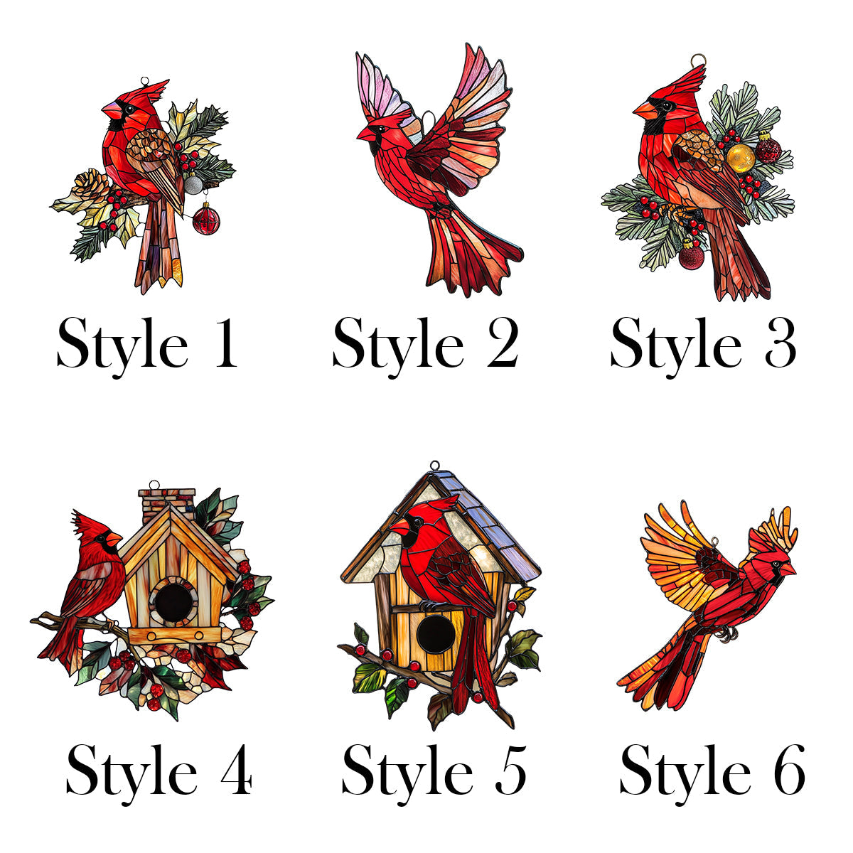 Snowy Redbird Delight - Window Hanging Suncatcher Ornament