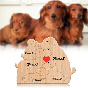 Handcrafted - Wooden Dogs Family Puzzle - Personalized Wooden Pet Carvings