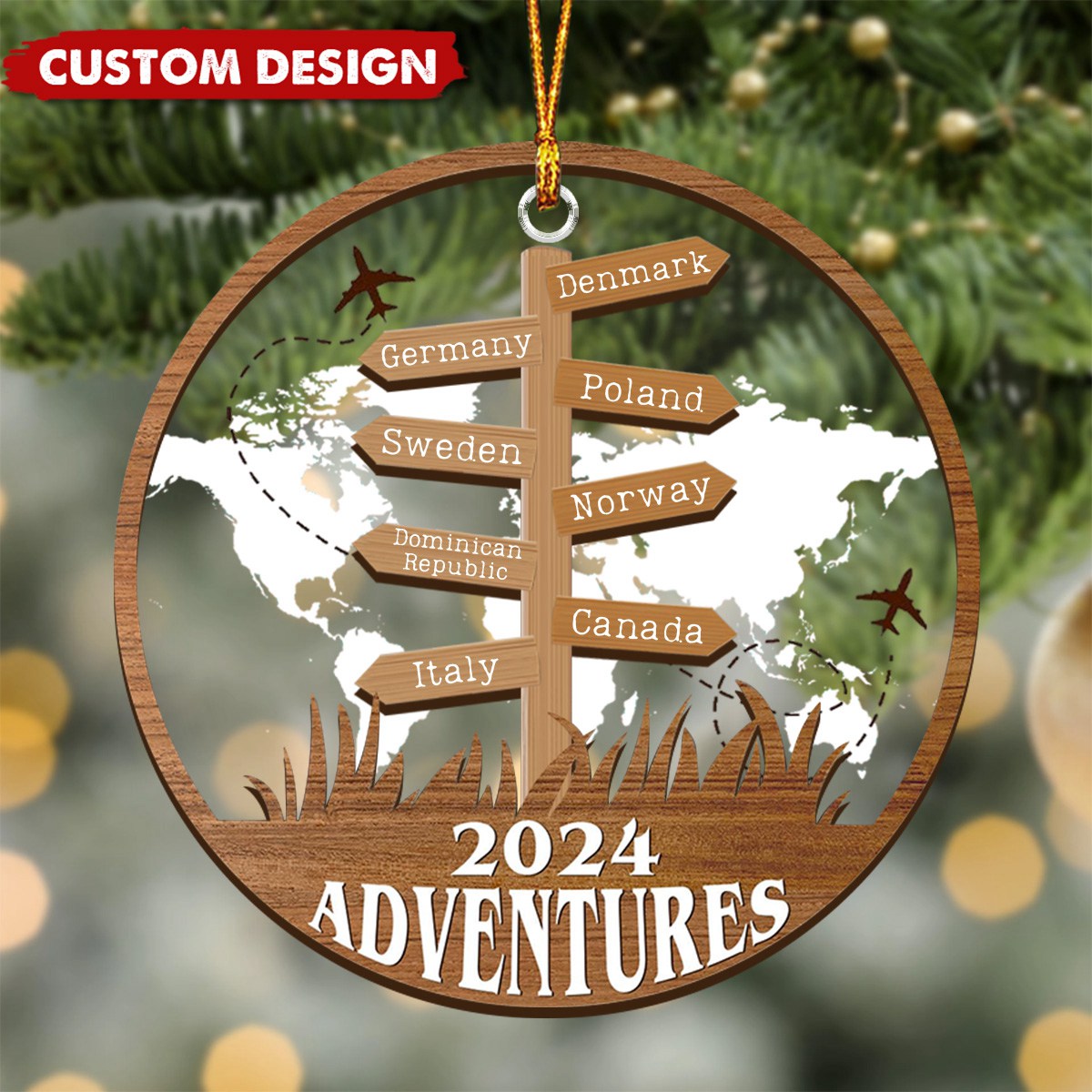 Personalized Travel Adventure Ornament, Custom Traveling Destination - Gift for Travelers - New Release