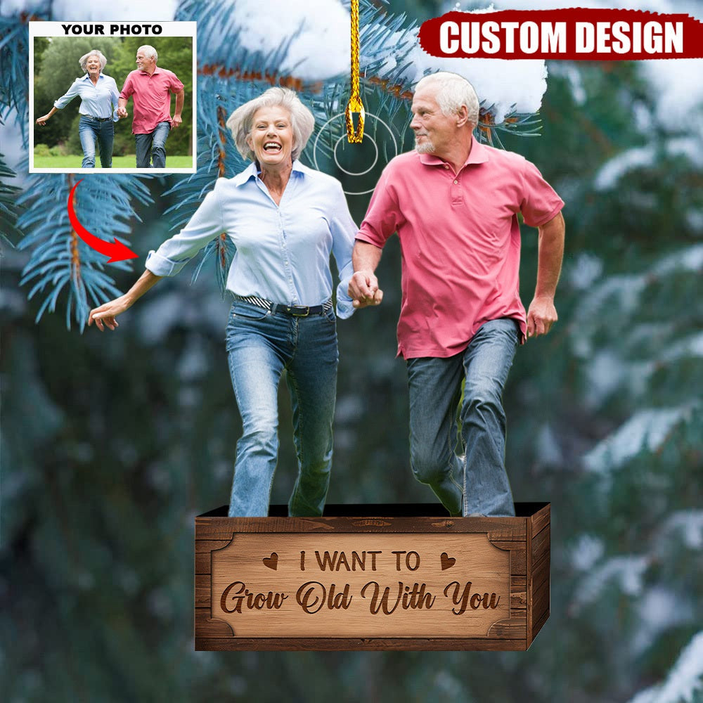 I Want To Grow Old With You - Personalized Custom Photo Mica Ornament - Gift For Couples