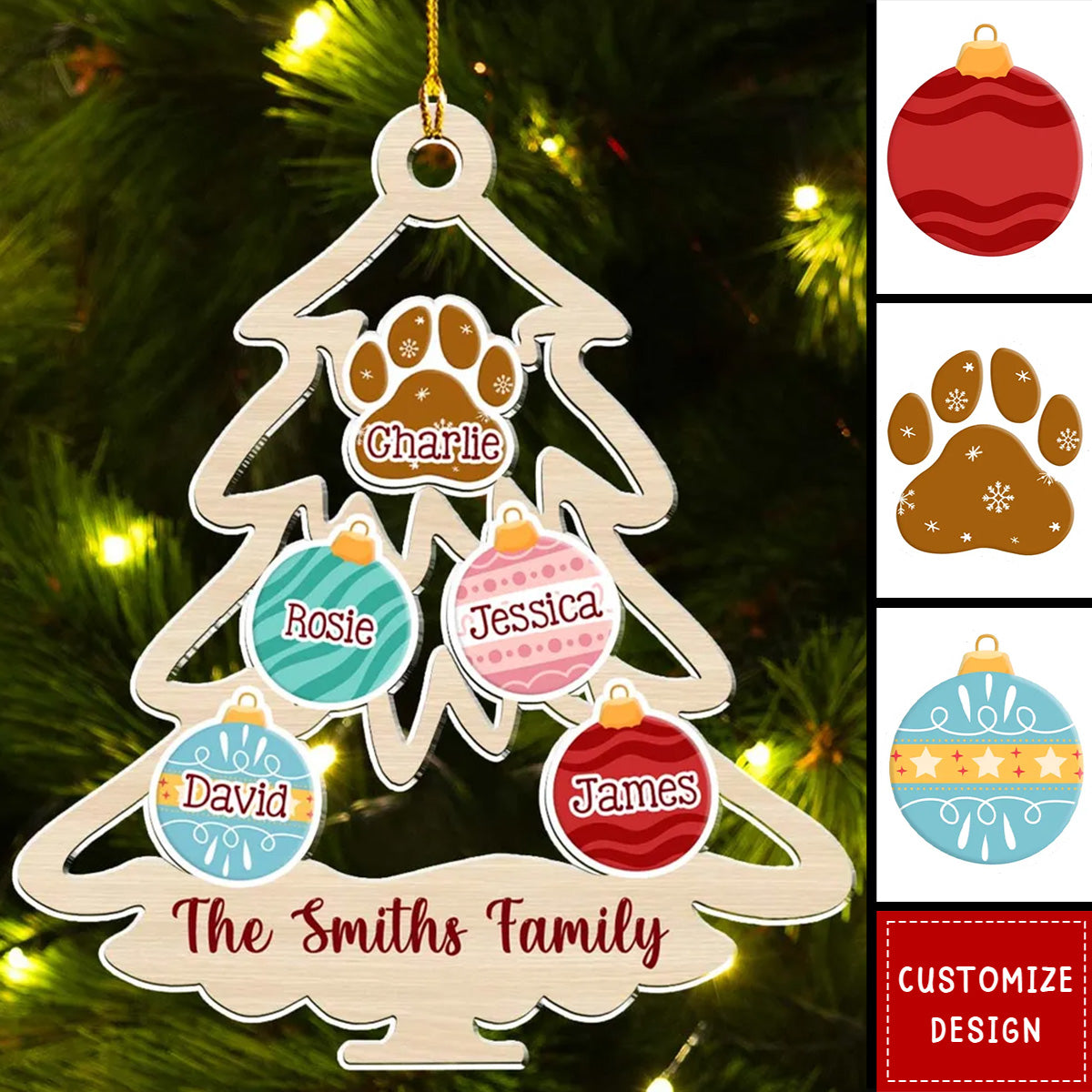 Family Tree Merry Christmas - Personalized Custom Acrylic Ornament- New Release