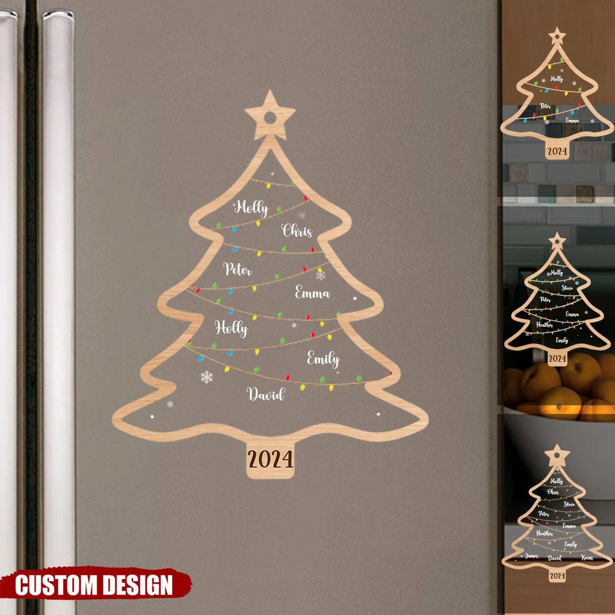 New Release - Wish You A Wonderful Christmas - Personalized Christmas Tree Decal- Gift For Family Members