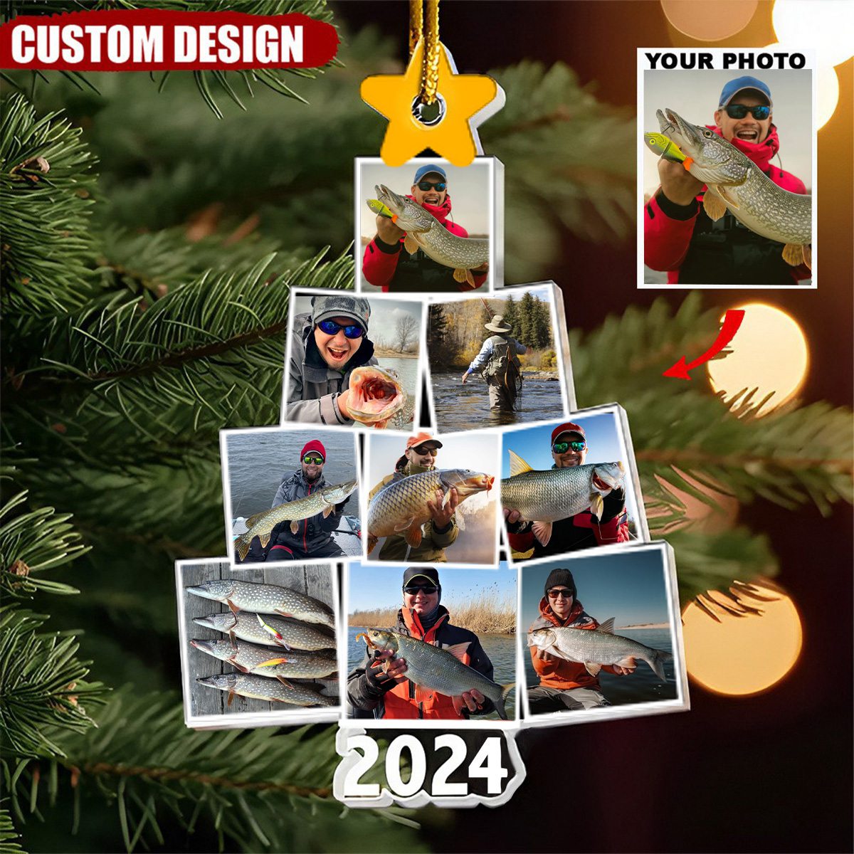 New Release Photo Family-Couple-Pet Tree Christmas - Personalized Acrylic Photo Ornament