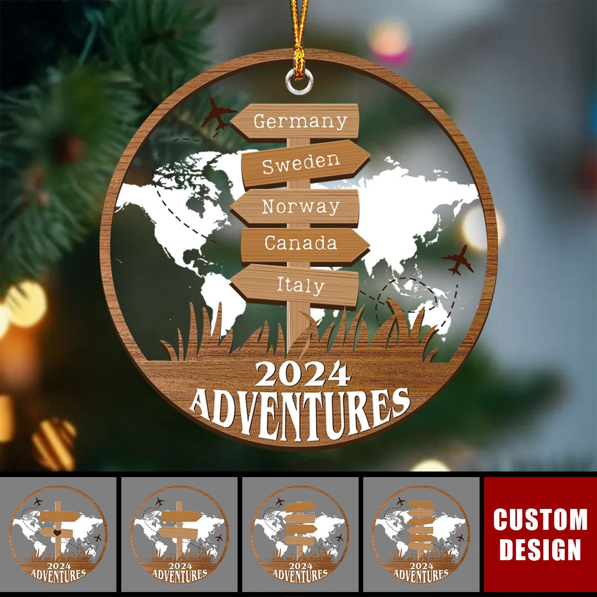 Personalized Travel Adventure Ornament, Custom Traveling Destination - Gift for Travelers - New Release