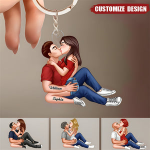 Couple Kissing Personalized Acrylic Keychain - Gift For Couple