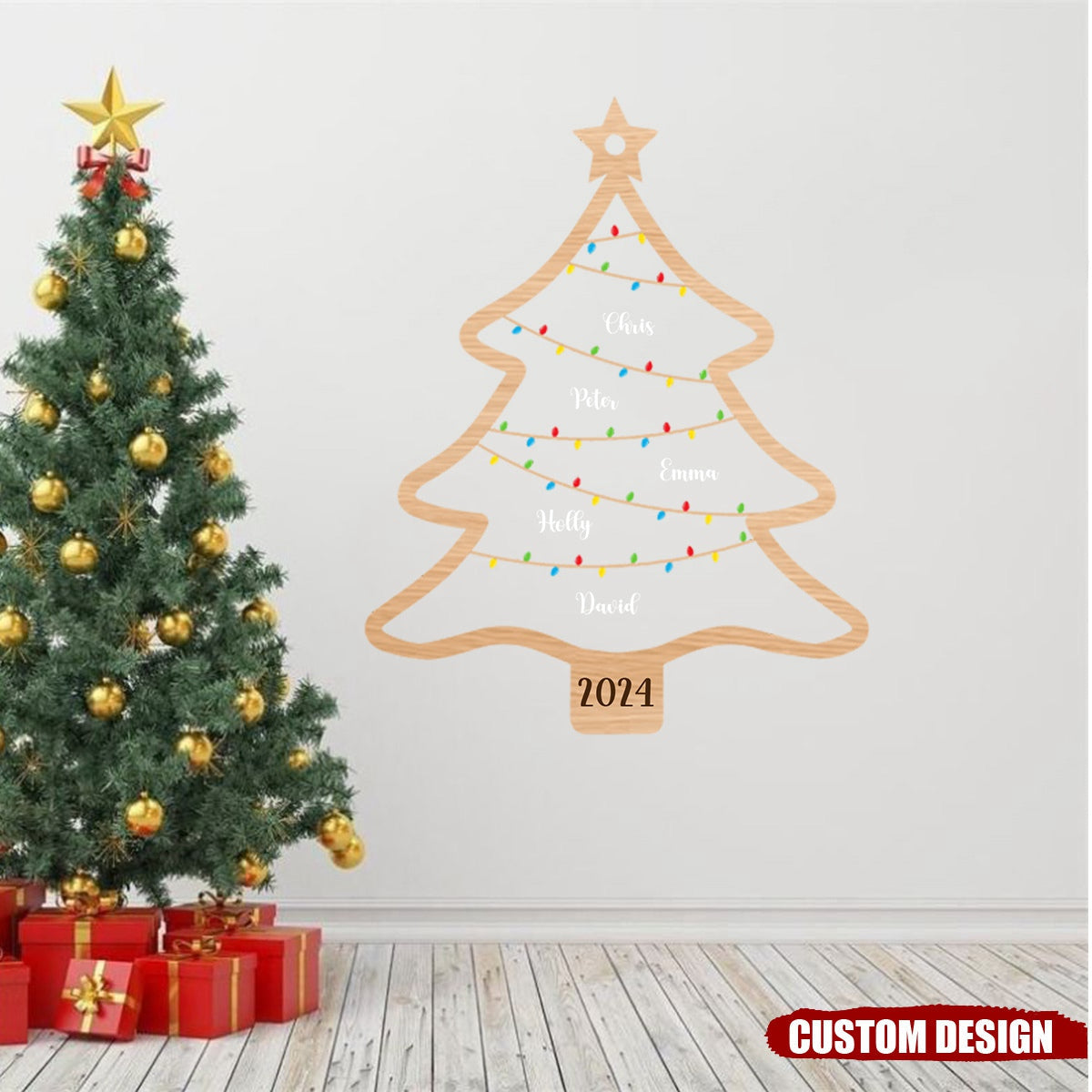 New Release - Wish You A Wonderful Christmas - Personalized Christmas Tree Decal- Gift For Family Members