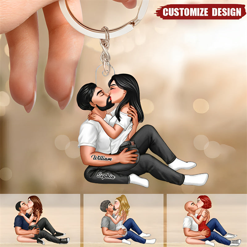 Couple Kissing Personalized Acrylic Keychain - Gift For Couple