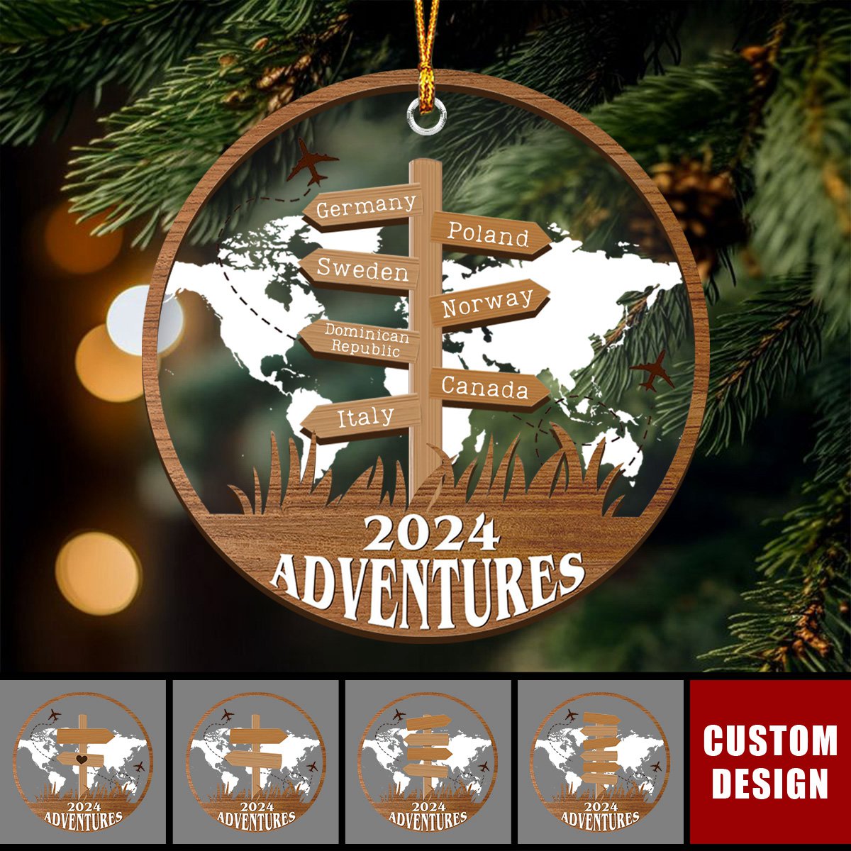 Personalized Travel Adventure Ornament, Custom Traveling Destination - Gift for Travelers - New Release