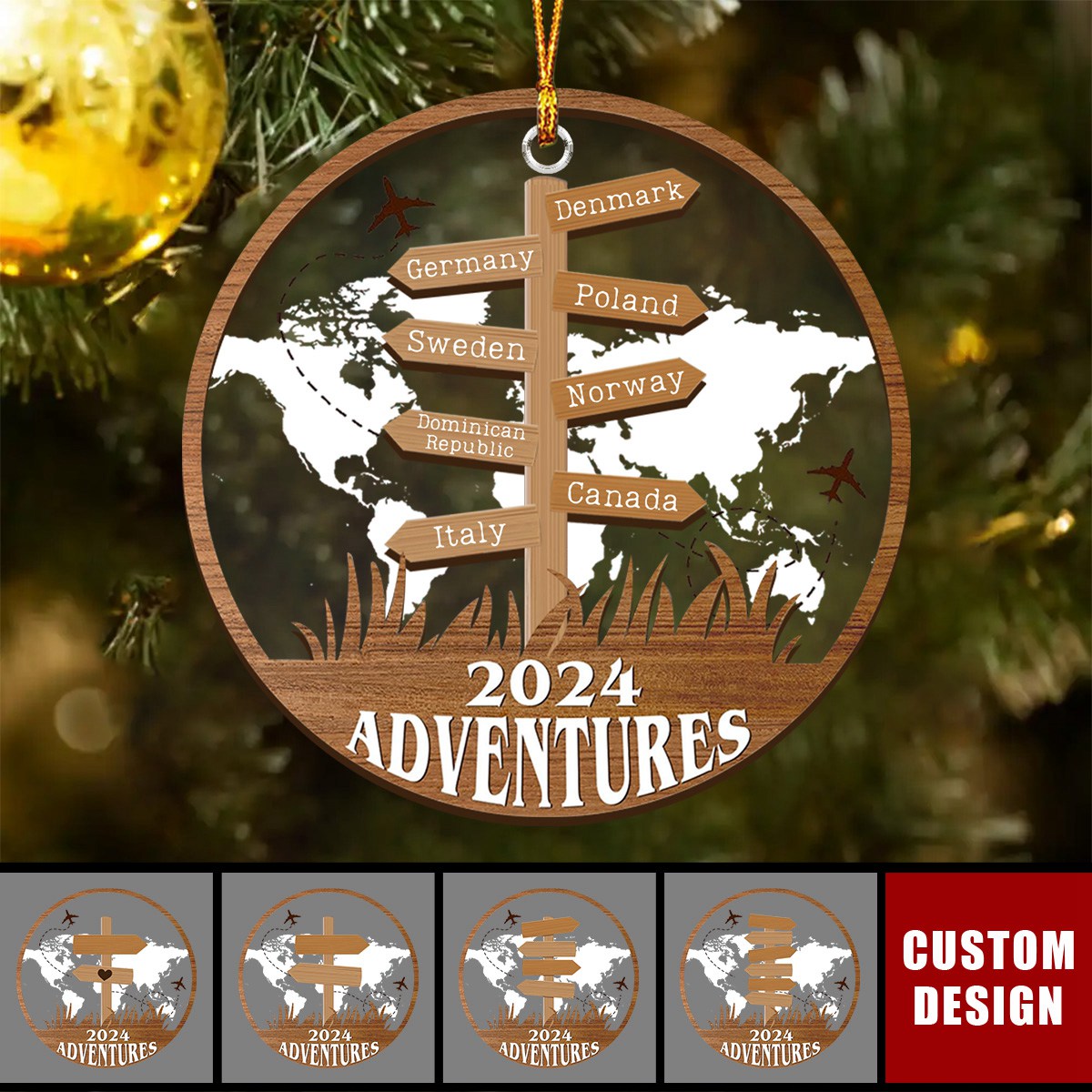 Personalized Travel Adventure Ornament, Custom Traveling Destination - Gift for Travelers - New Release