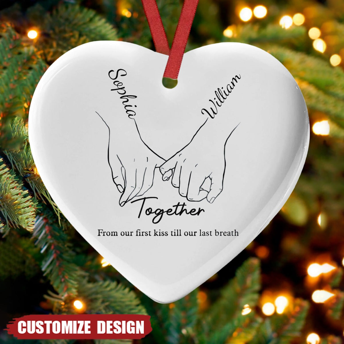From our first kiss till our last breath -  Personalized Ceramic Ornament - New Release