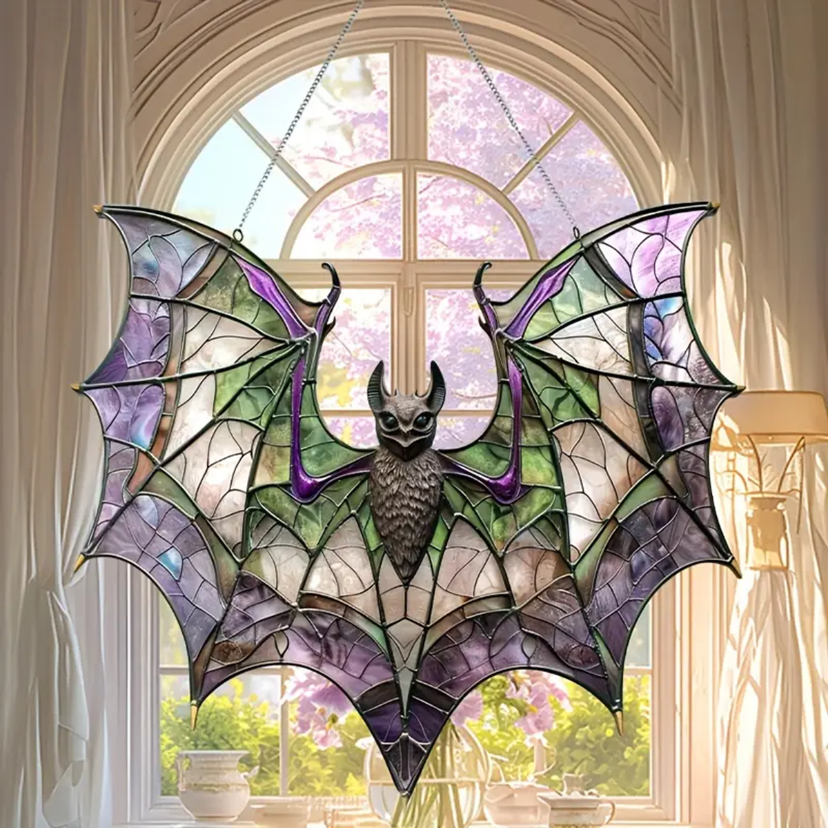 Bat Purple Acrylic Window Hanging, Indoor Decor, Bat lovers gift, Funny Bat window decor, Halloween Gift, Halloween decor, Garden Gift