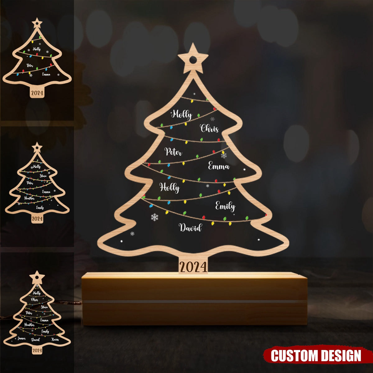 New Release - Wish You A Wonderful Christmas - Personalized Acrylic LED Night Light - Gift For Family Members