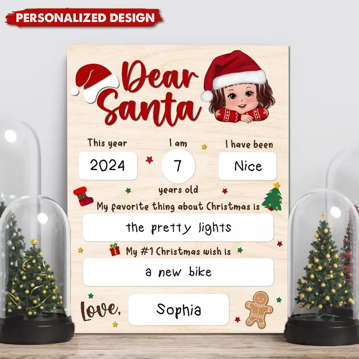 New Release Dear Santa Wishlist From Kid Christmas-Personalized Board Sign-Christmas Gift For Son, Daughter