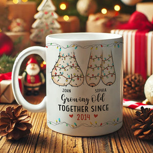 The True Joy Of Life Lies In Growing Old With The One You Love -  Couple Personalized Custom Accent Mug