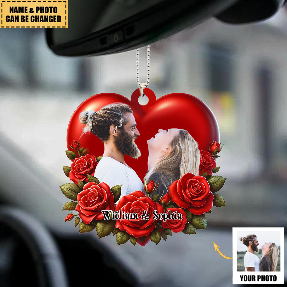 Personalized Couple Upload Photo Car Ornament
