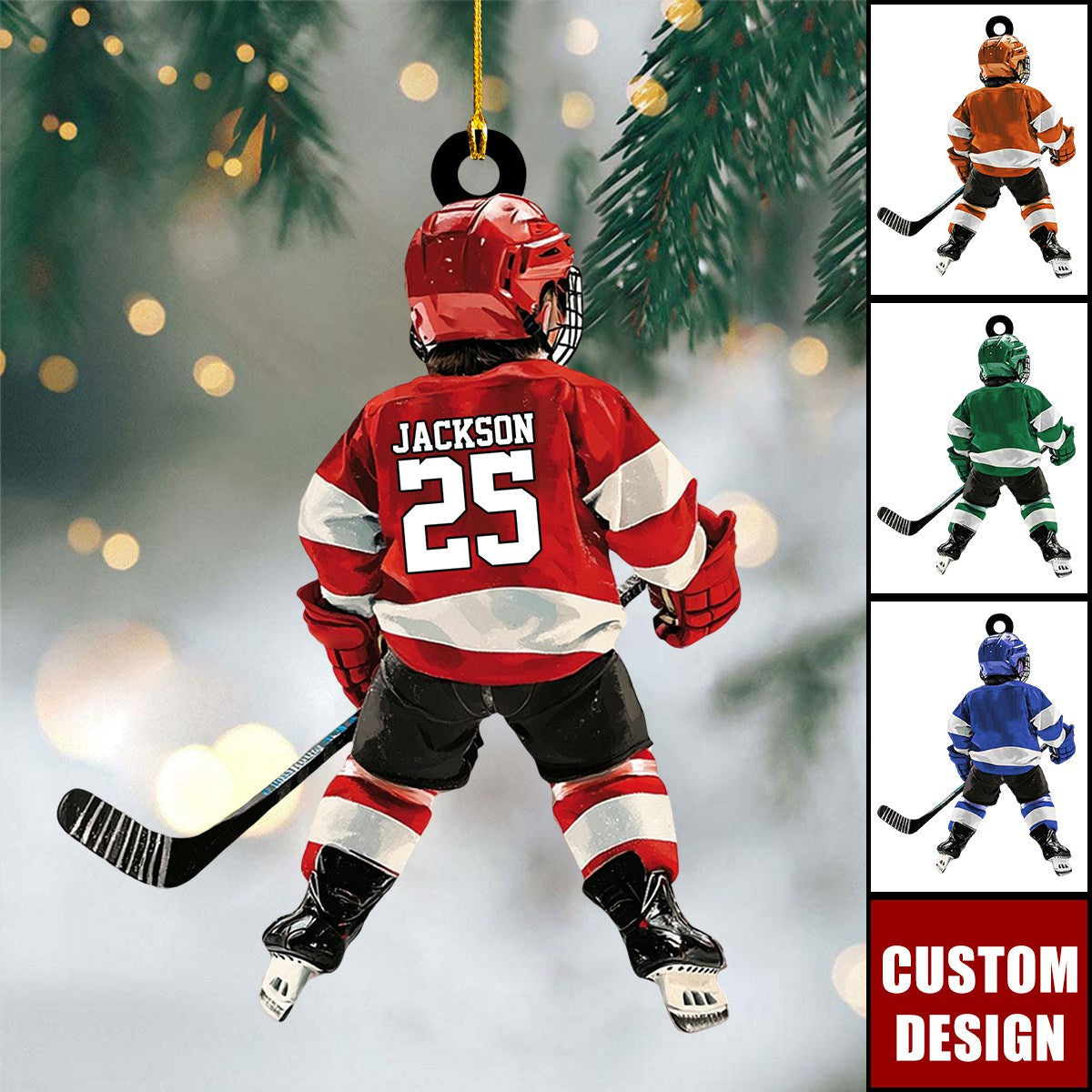 Personalized Kid Hockey Player Christmas Ornament Gift For Hockey Lover- New Release