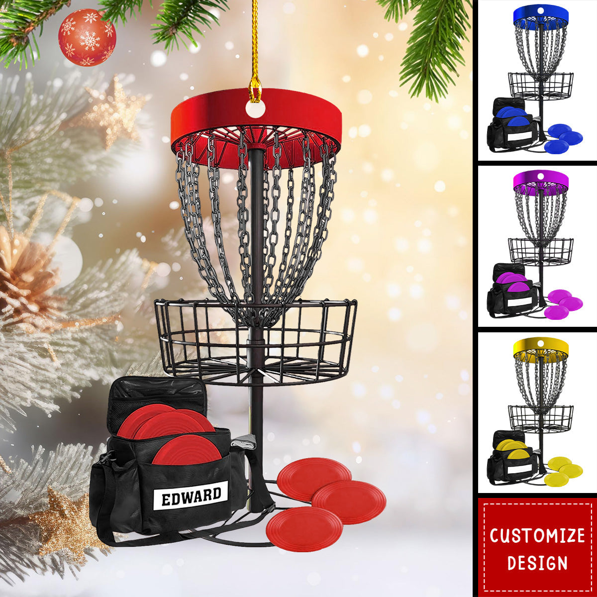 Personalized Disc Golf Christmas Ornament Gift for Disc Golf Lover - New Release