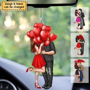 Elegant Couple Love Personalized Acrylic Car Ornament - Gift For Couple