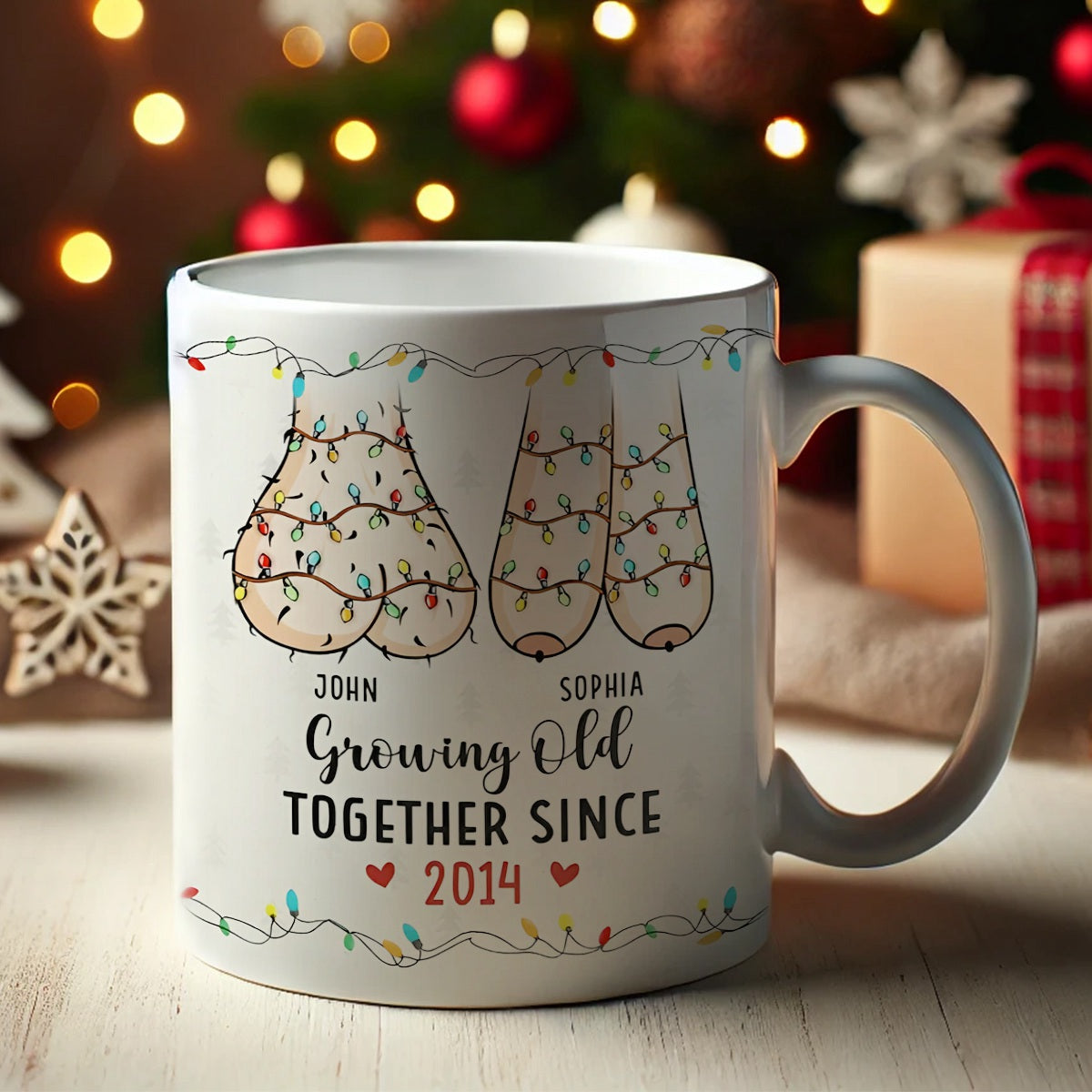 The True Joy Of Life Lies In Growing Old With The One You Love -  Couple Personalized Custom Accent Mug