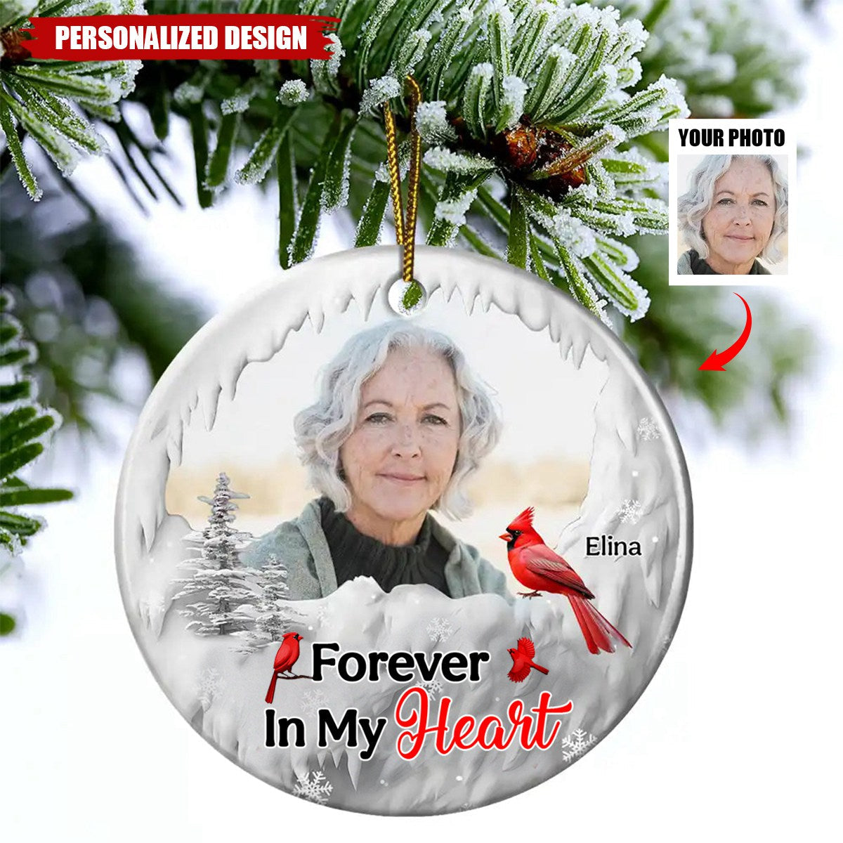 New Release I'm Always With You Cardinal - Personalized Circle Ceramic Ornament