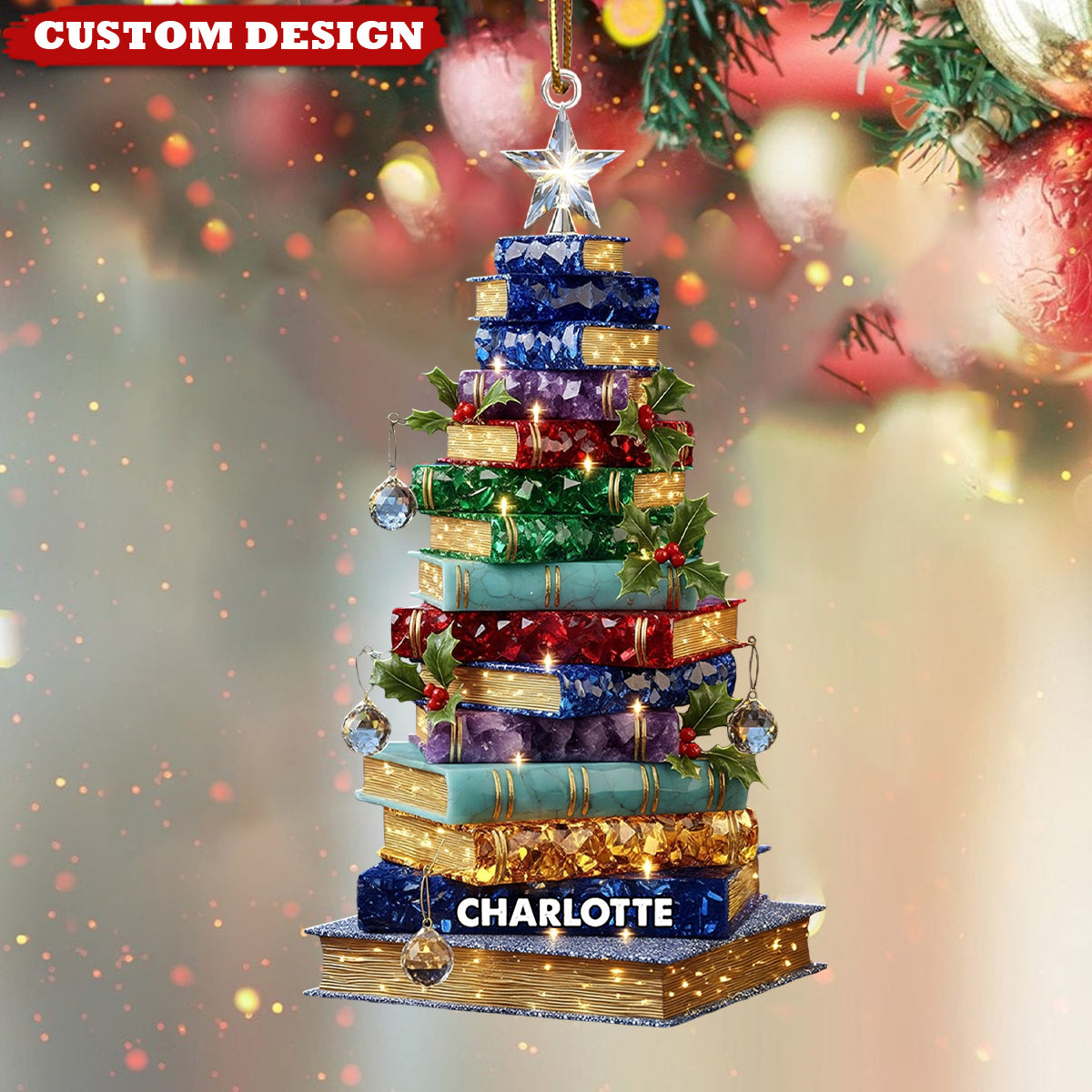 Christmas Book Tree Ornament - Personalized Gifts For Book Lovers