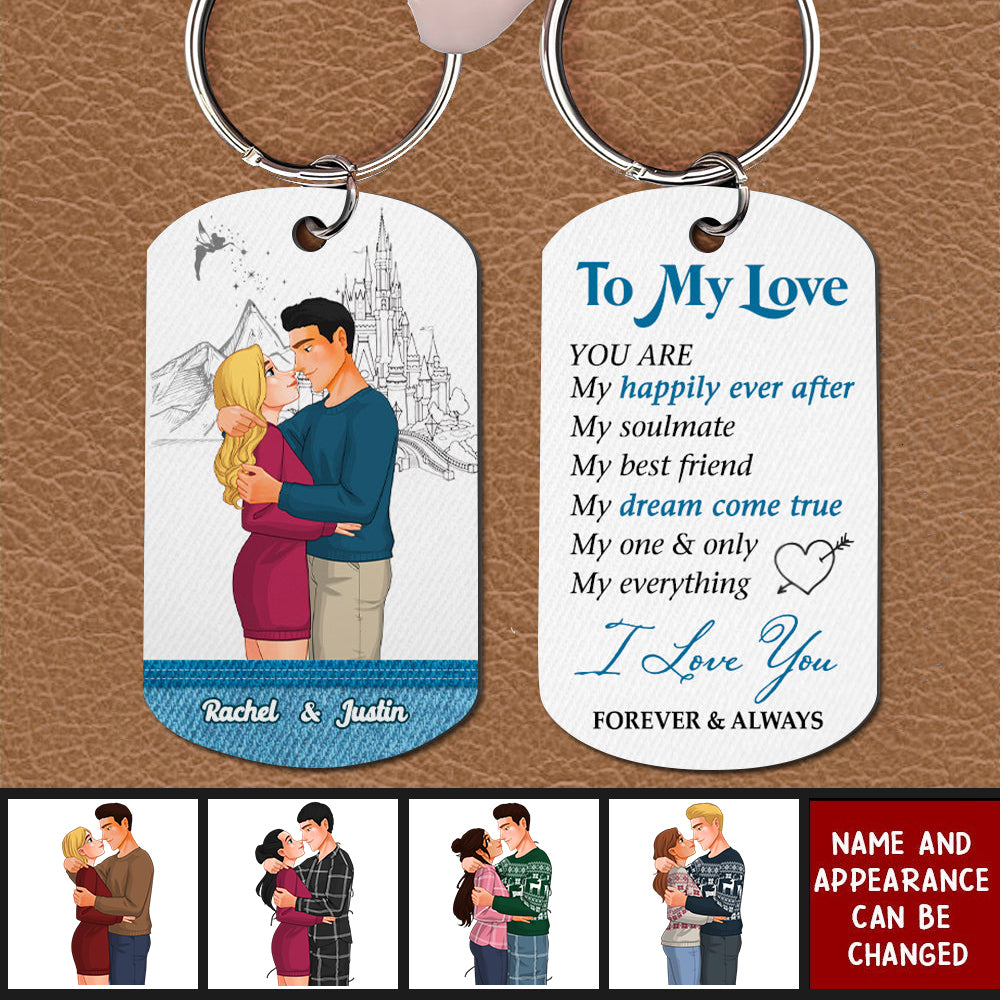To My Love, Personalized Stainless Steel Keychain for Couple