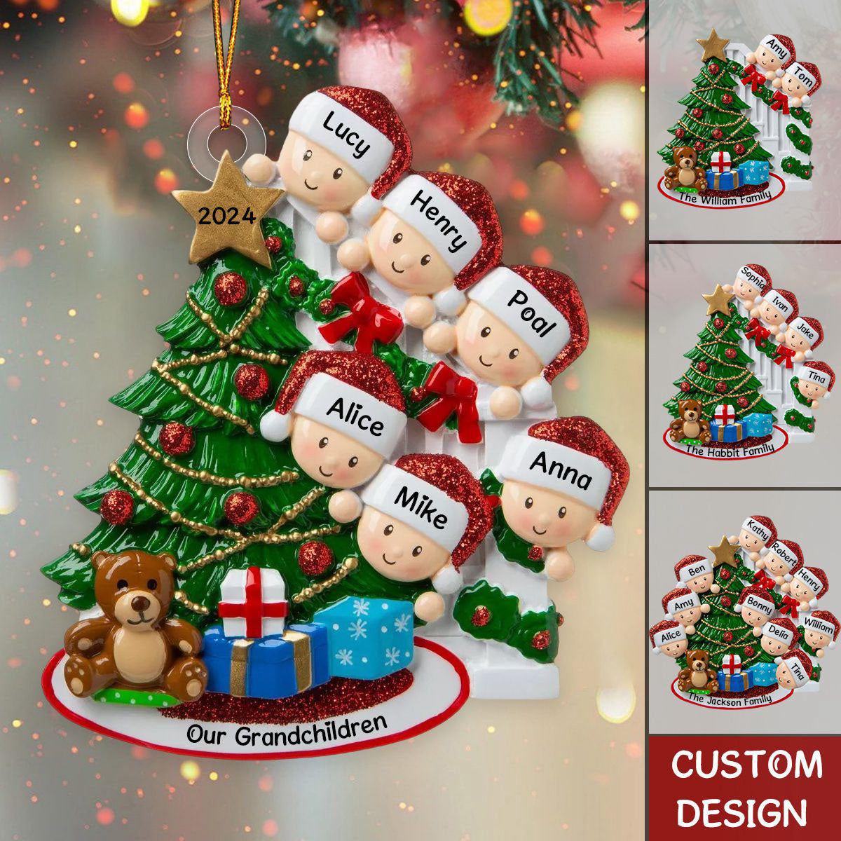 2025 New Release - Peeking Family Personalized Flat Acrylic Christmas Tree Ornaments