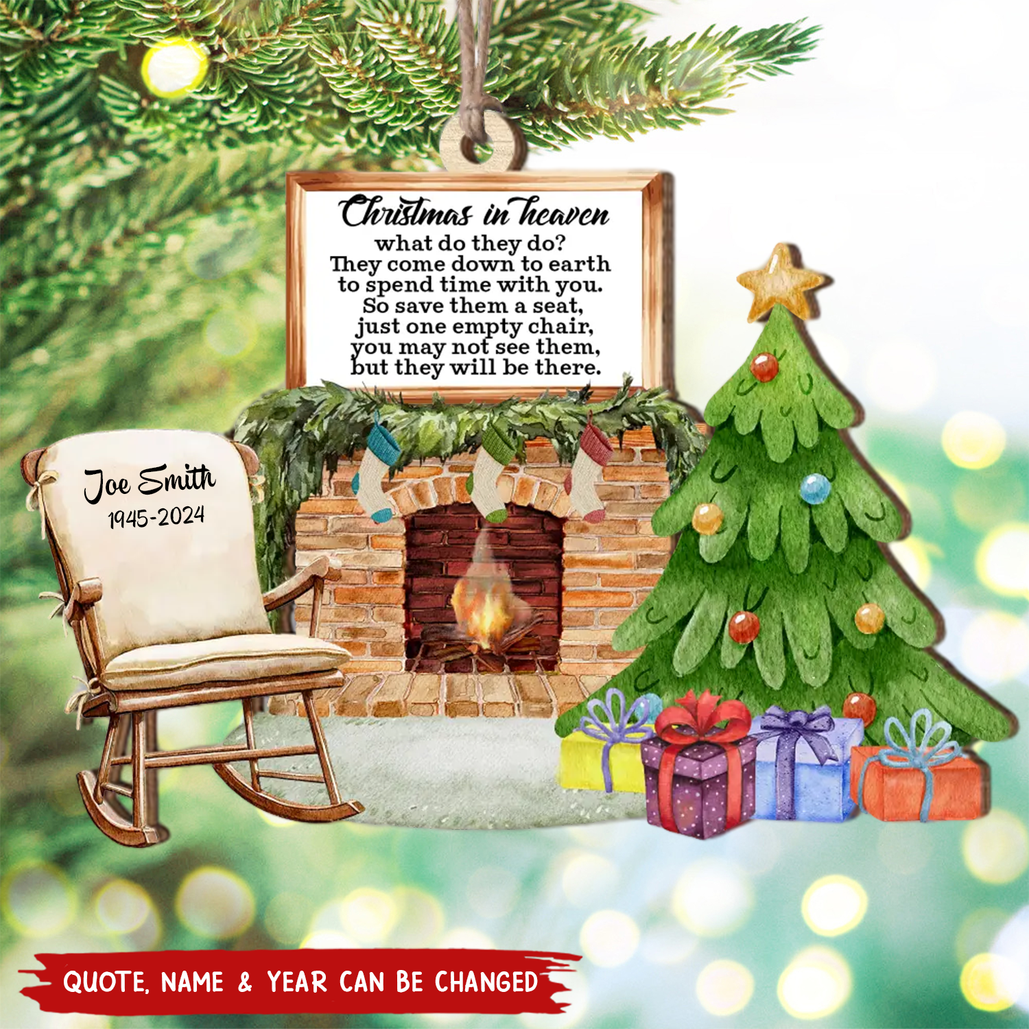 New Release - Christmas In Heaven - Personalized Memorial Wooden Ornament