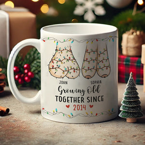 The True Joy Of Life Lies In Growing Old With The One You Love -  Couple Personalized Custom Accent Mug