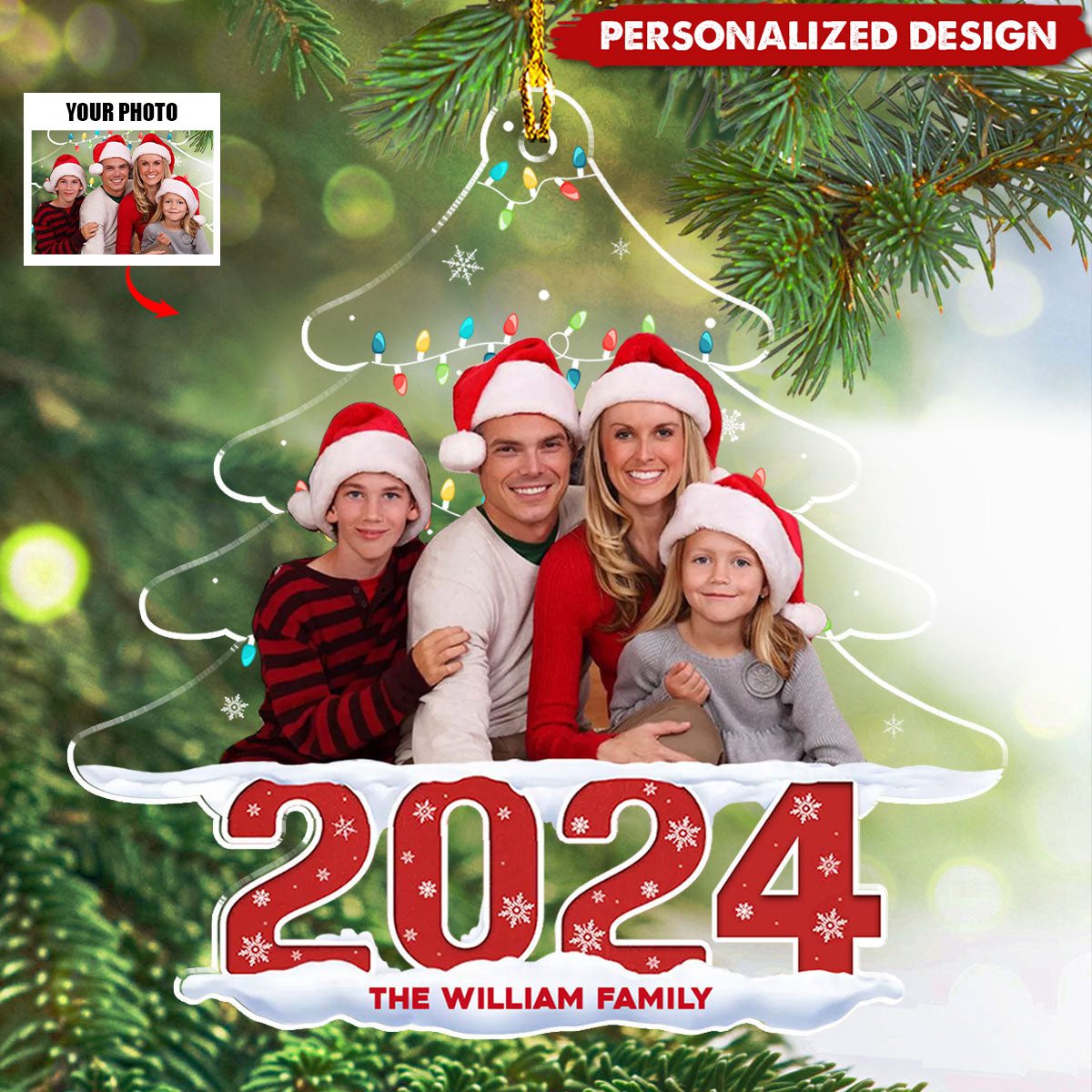 New Release Family Photo Christmas Tree - Personalized Custom Acrylic Ornament