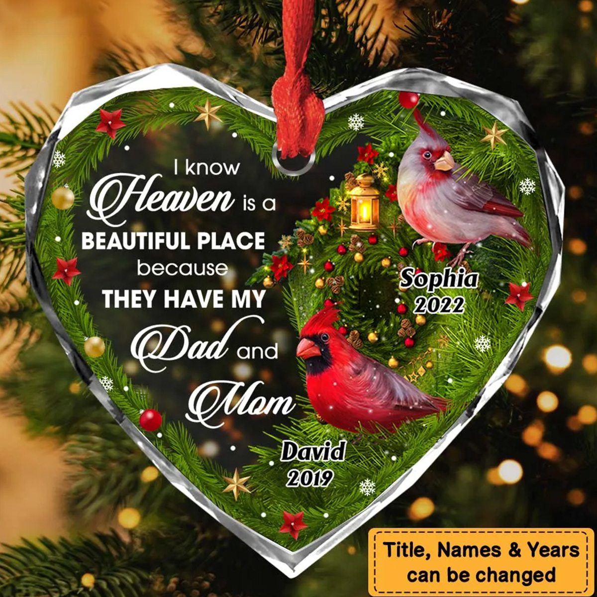 New Release Personalized I Know Heaven Is A Beautiful Place For Loss Of Mom Dad Memorial Heart Ornament