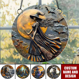 Personalized Halloween Gifts For Witch Lovers Suncatcher Ornament