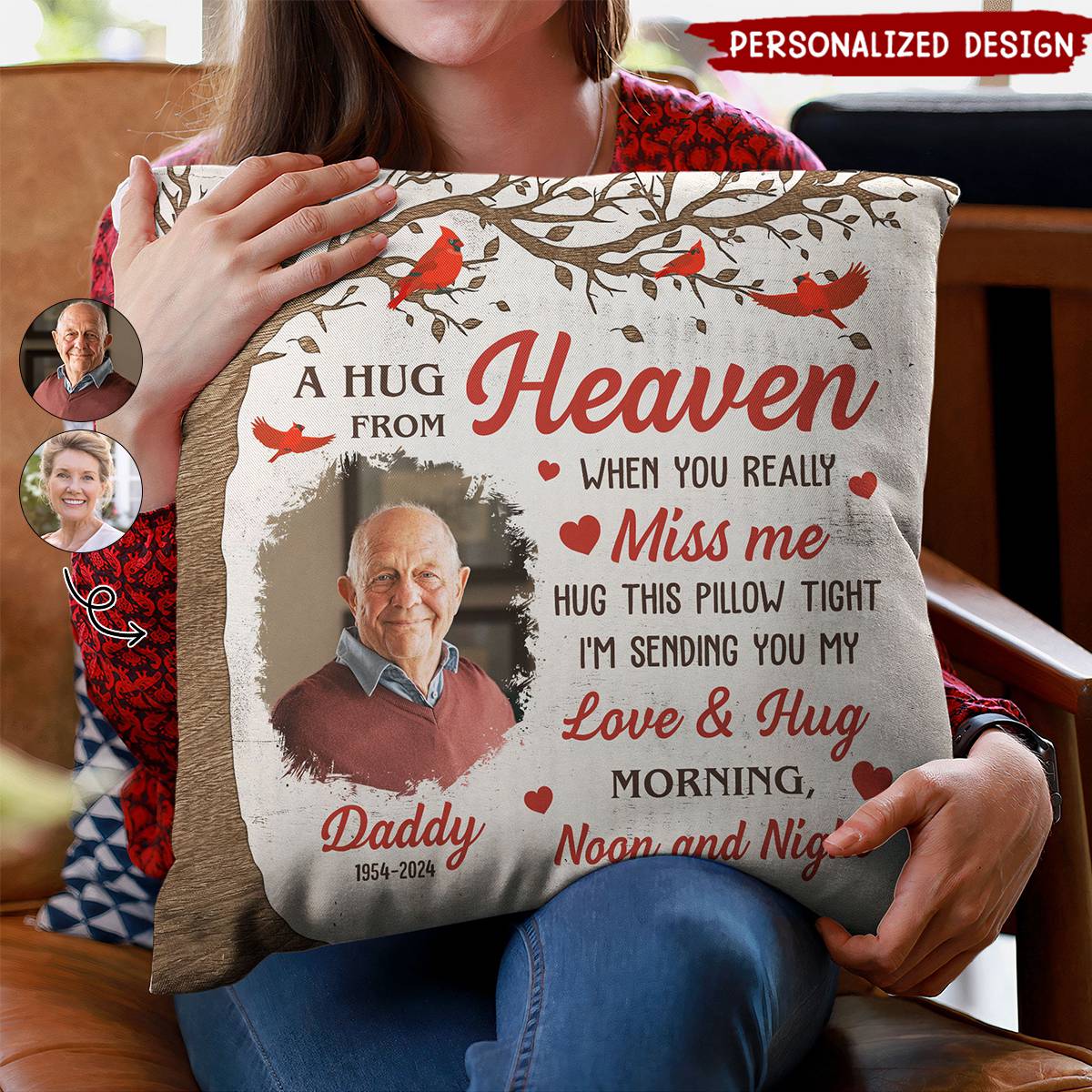 Memorial A Hug From Heaven-Personalized Photo Pillow-Gift For Family Or Friends